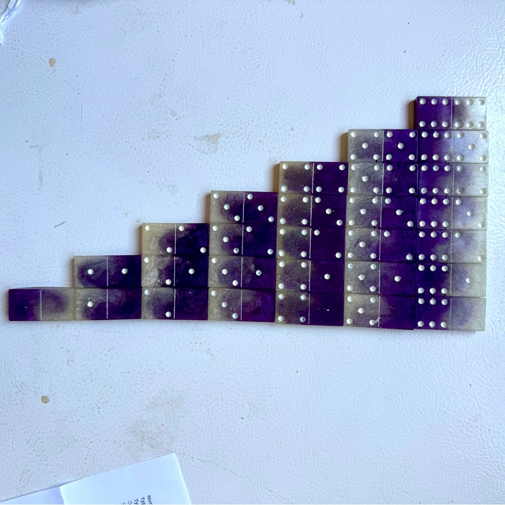 Handmade Purple Gradient Double 6 Domino Set